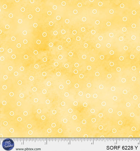 Tela de algodón «Sorbet Flannel Yellow Open Dot», 112 cm / 114 cm, por metro