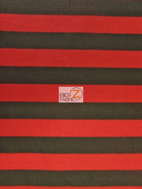 Tela de poliéster y algodón con rayas de 2,5 cm / Negro/Rojo / Se vende por metros