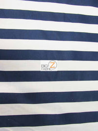 Tela de poliéster y algodón con rayas de 2,5 cm / Azul marino/Blanco / Se vende por metros