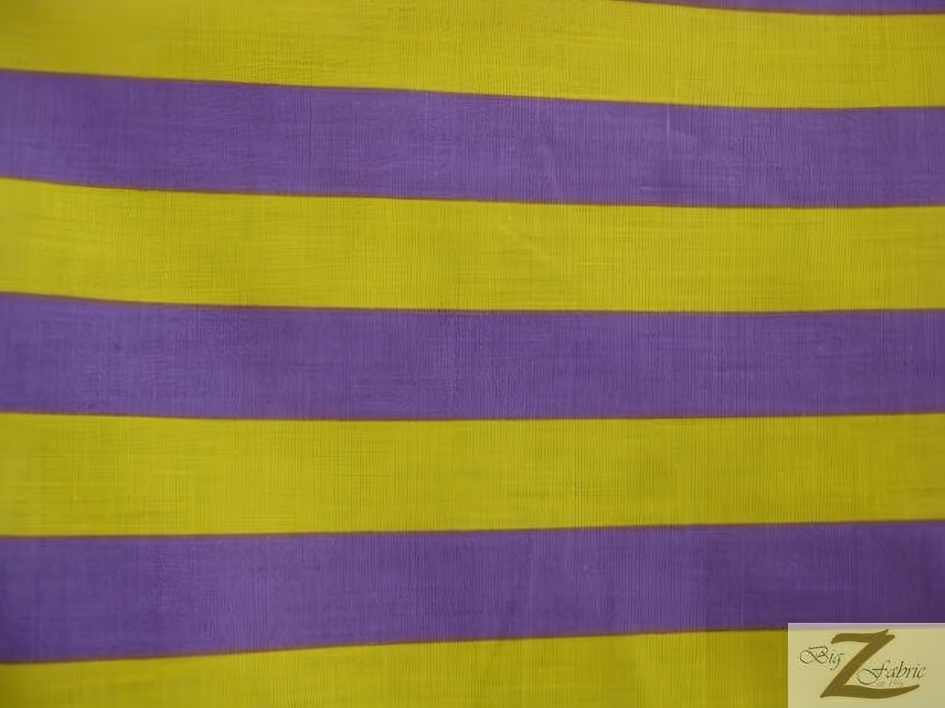 Poly Cotton 1 Inch Stripe Fabric / Purple/Yellow / Sold By The Yard ...
