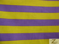 Poly Cotton 1 Inch Stripe Fabric  / Purple/Yellow / Sold By The Yard