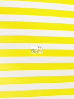 Tela de poliéster y algodón con rayas de 2,5 cm / Amarillo/Blanco / Se vende por metros