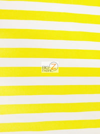 Tela de poliéster y algodón con rayas de 2,5 cm / Amarillo/Blanco / Se vende por metros