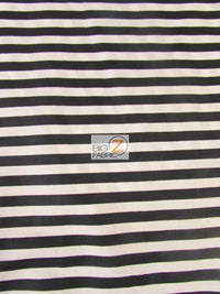 Poly Cotton 1/2 Inch Stripe Fabric  / Black/White / Sold By The Yard