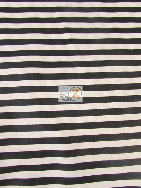 Poly Cotton 1/2 Inch Stripe Fabric  / Black/Red / Sold By The Yard||color:Black/White
