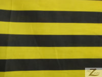 Tela de poliéster y algodón con rayas de 2,5 cm / Negro/Amarillo / Se vende por metros