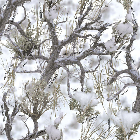 True Timber on White 100% Polyester By the yard