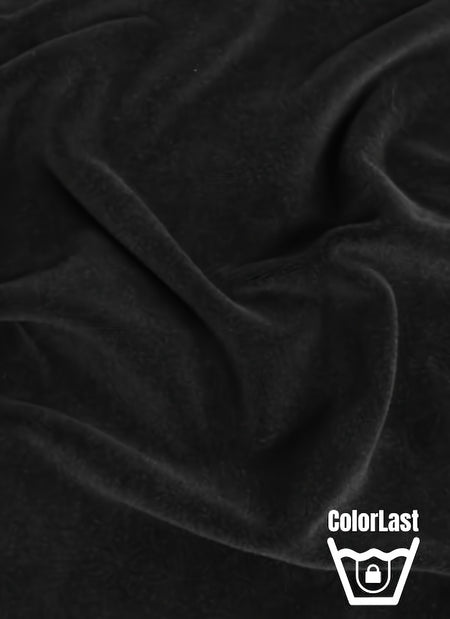 Tela Minky elástica de color negro «Mochi» con tecnología ColorLast / Tela lisa y suave, vendida por metros