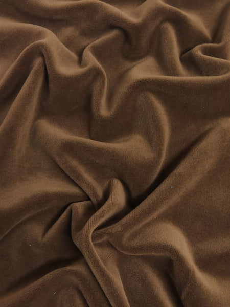 Tissu Minky « Mochi » extensible marron clair / Tissu uni doux, vendu au mètre