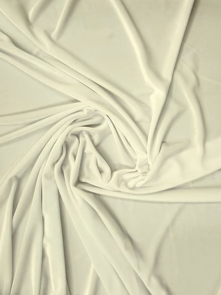 Tela elástica de terciopelo y spandex, 360 gramos, para disfraces / Blanco roto / Se vende por yardas