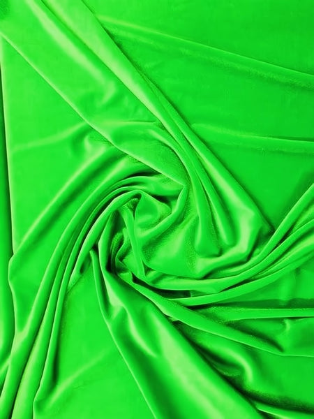 Tejido elástico de terciopelo y spandex, 360 gramos, para disfraces / Verde lima / Se vende por yardas