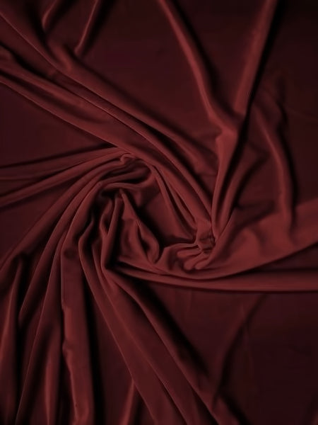 Tela elástica de terciopelo y spandex, 360 gramos, para disfraces / Color vino / Se vende por yardas