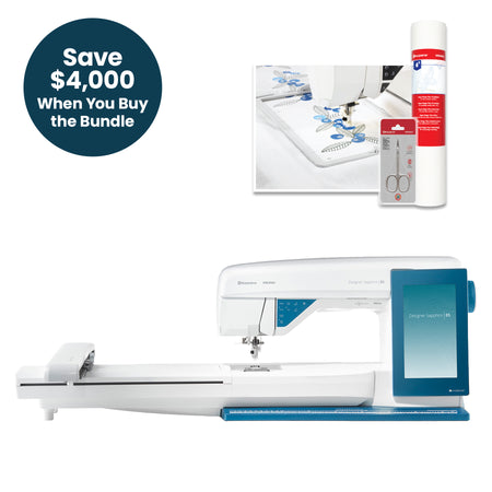 HUSQVARNA® VIKING® DESIGNER SAPPHIRE™ 85 Sewing & Embroidery Machine Embroidery Month Bundle