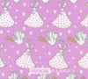 FLANNEL Storks on Pink Baby 100% Cotton Price per Yard