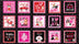 Valentine Dogs Cats Love You Boxes on Black  100% Cotton Price per Panel
