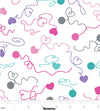 Valentine Swirling Yarn Hearts on White 100% Cotton Price per Yard