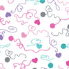 Valentine Swirling Yarn Hearts on White 100% Cotton Price per Yard