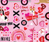 Valentine Words Dogs on Pink 100% Cotton Price per Yard