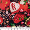 Valentine Candy Heart Box on Red 100% Cotton Price per Yard
