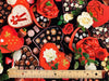 Valentine Candy Heart Box on Red 100% Cotton Price per Yard