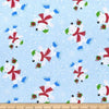 Osos polares patinando en Navidad sobre fondo azul, 100 % algodón. Precio por yarda