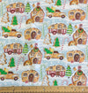 Christmas Gingerneering Gingerbread Campers on Blue 100% Cotton By the yard