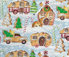 Christmas Gingerneering Gingerbread Campers on Blue 100% Cotton By the yard