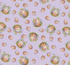 Hoppy Easter Eggs on Purple Lavender 100% Cotton Price per Yard