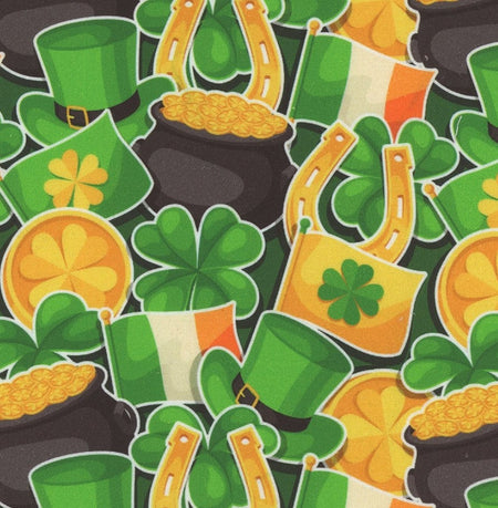 Día de San Patricio: «Gold on Green», 100 % algodón. Precio por yarda