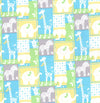 Estampado «Jungle Patch» sobre fondo azul para bebé, 100 % algodón. Precio por yarda.
