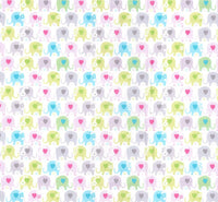 Elefantes bebés sobre fondo blanco, 100 % algodón. Precio por yarda para bebés