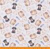 Cachorros de perro, iconos del Oeste sobre fondo gris, 100 % algodón, precio por yarda, tela decorativa
