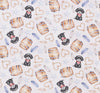 Cachorros de perro, iconos del Oeste sobre fondo gris, 100 % algodón, precio por yarda, tela decorativa