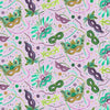 Mardi Gras Masks on Purple 100% Cotton Sold by the Yard Novelty