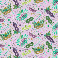 Mardi Gras Masks on Purple 100% Cotton Sold by the Yard Novelty