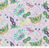 Mardi Gras Masks on Purple 100% Cotton Sold by the Yard Novelty