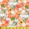 Harvest Pumpkins on Orange 100% Cotton Fabric By the yard