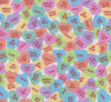Valentine Candy Hearts on Cream 100% Cotton Price per Yard