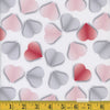 Corazones de papel de San Valentín sobre fondo crema, 100 % algodón. Precio por yarda