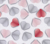Corazones de papel de San Valentín sobre fondo crema, 100 % algodón. Precio por yarda