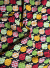 Plaid Apples on Black 100% Cotton Price per Yard