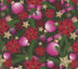 Christmas Pink Ornaments and Ribbons Poinsettias on Green 100% Cotton Fabric By the yard
