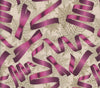 Christmas Pink Ribbons Silver Snowflakes on Cream 100% Cotton Fabric By the yard
