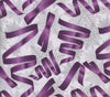 Christmas Purple Ribbons Silver Snowflakes on Cream 100% Cotton Fabric By the yard