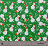 Christmas Merry Christmas Snowmen on Green 100% Cotton