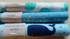 3 cuartos de tela de franela «Sealife» de Little Feet Boutique, azul y blanco, 18" x 21", para bebé
