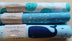 3 cuartos de tela de franela «Sealife» de Little Feet Boutique, azul y blanco, 18" x 21", para bebé