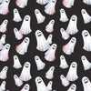 Halloween Spooky Smiling Ghosts on Black 100% Cotton Fabric