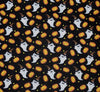 Halloween Ghosts and Pumpkins on Black 100% Cotton