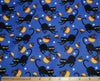 Tela azul 100 % algodón con gatos negros espeluznantes de Halloween y calabazas tiradas